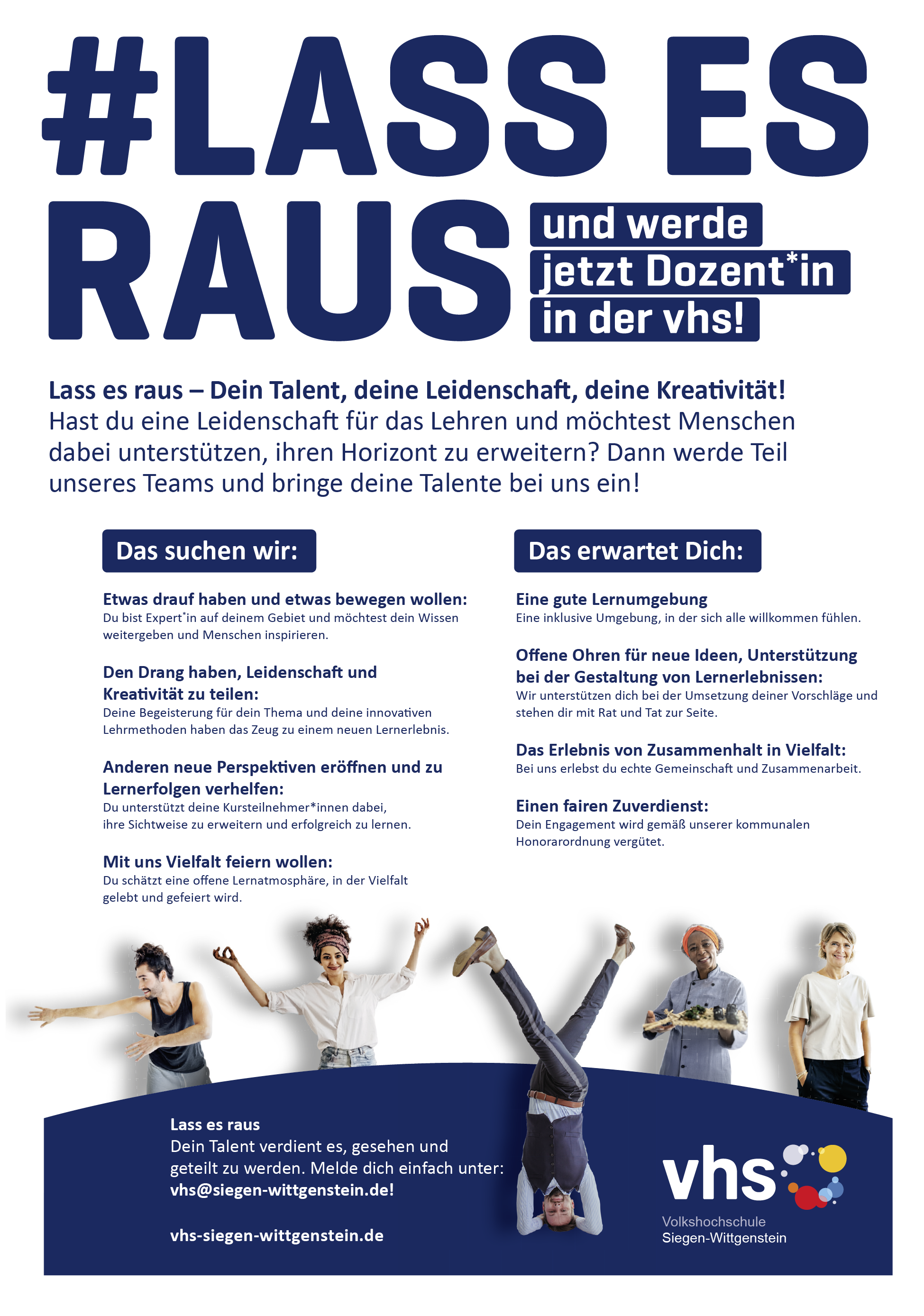 Öffnet die Seite 'Kursleitung gesucht'